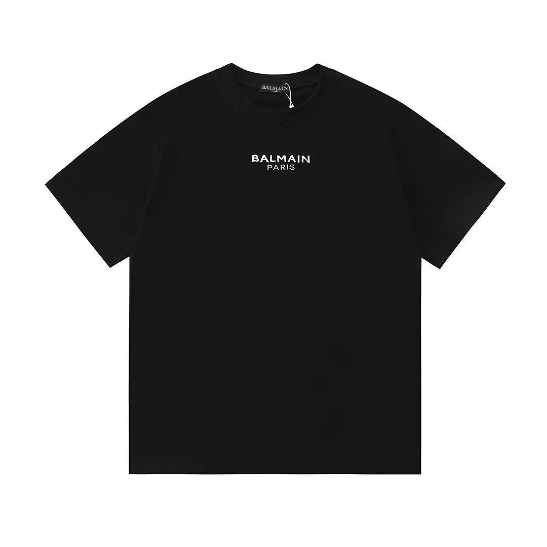 BALMIN Balmain 2026New Arrival official website synchronization Imported machine high-density embroidery small logo Men and women Same Style short-sleeved T-shirt Customized 100% double yarn pure cotton fabric Custom dyed 32 double-strand thread Collar label, hangtag, main mark and three labels complete Color: Black Size: XS S M L